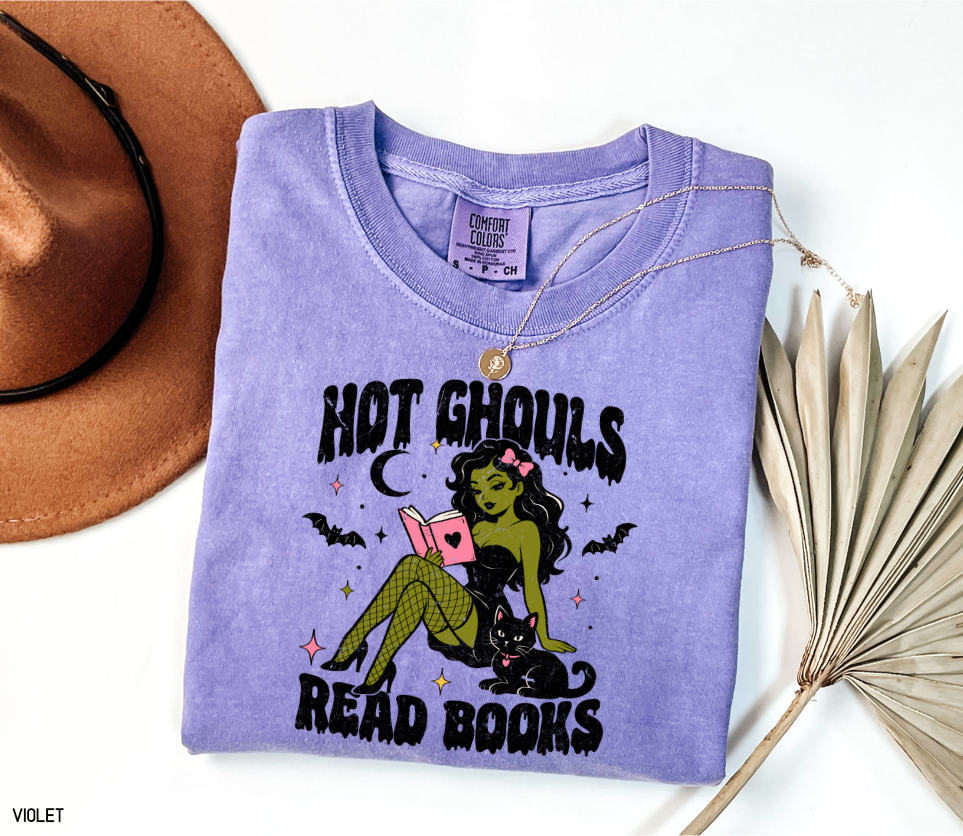 Hot Ghouls Read Books Adult Comfort Colors T-Shirt