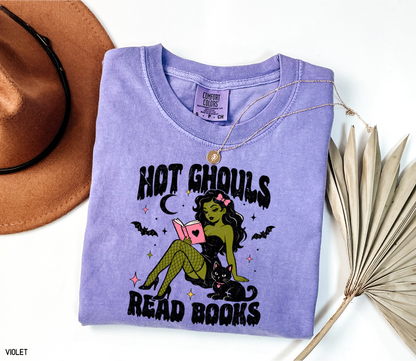 Hot Ghouls Read Books Adult Comfort Colors T-Shirt