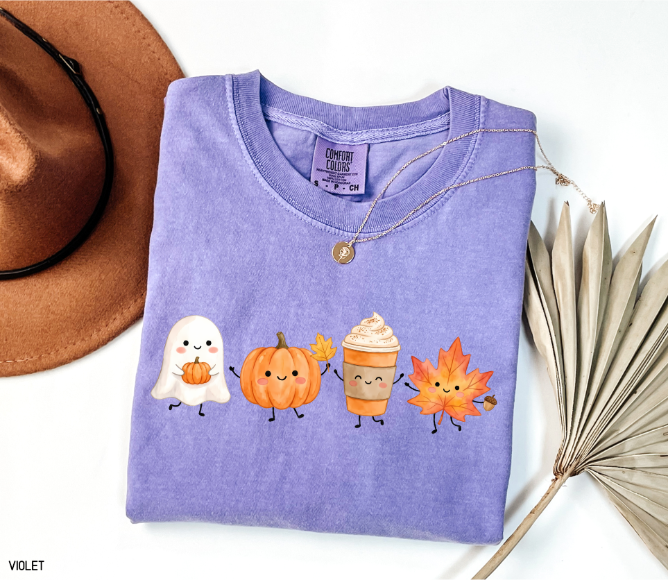 Cute Fall Ghost Adult Comfort Colors T-Shirt