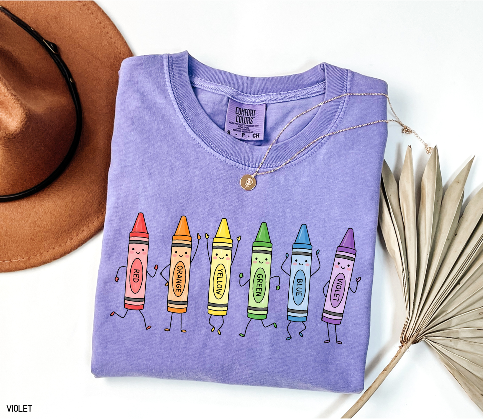 Crayon Teacher Adult Comfort Colors T-Shirt