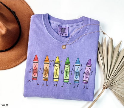 Crayon Teacher Adult Comfort Colors T-Shirt