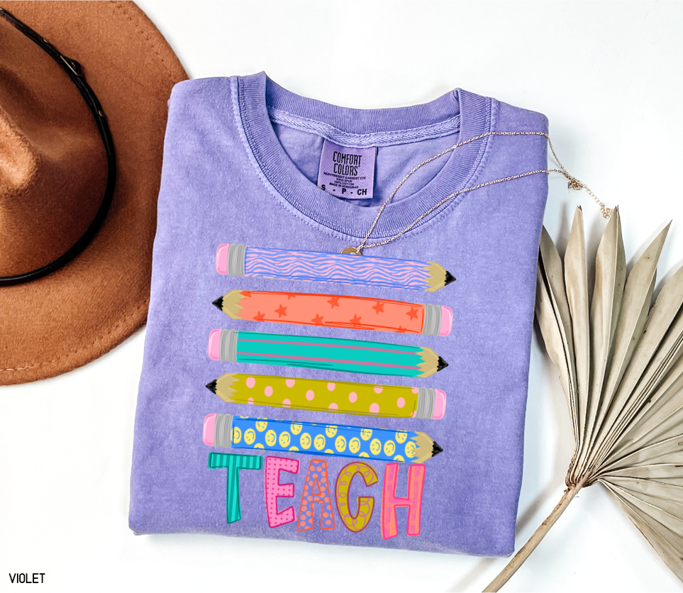 Teacher Pencil Adult Comfort Colors T-Shirt