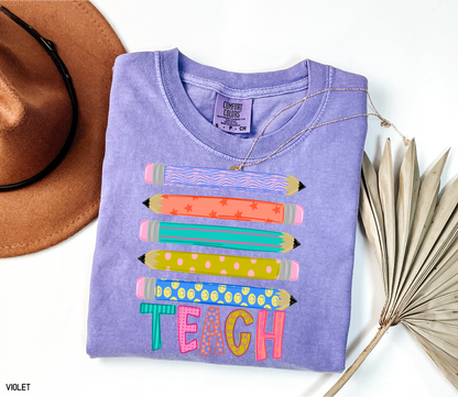 Teacher Pencil Adult Comfort Colors T-Shirt