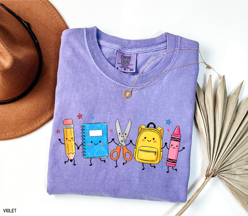 Cute Teacher Supplies Adult Comfort Colors T-Shirt