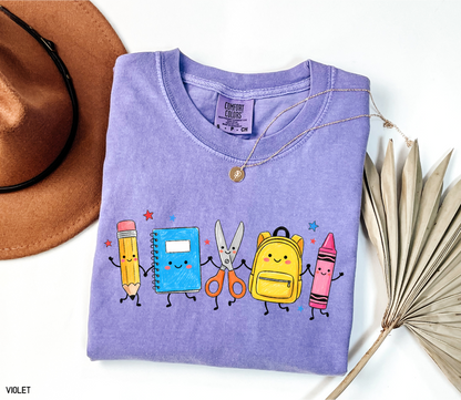 Cute Teacher Supplies Adult Comfort Colors T-Shirt
