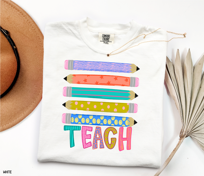 Teacher Pencil Adult Comfort Colors T-Shirt