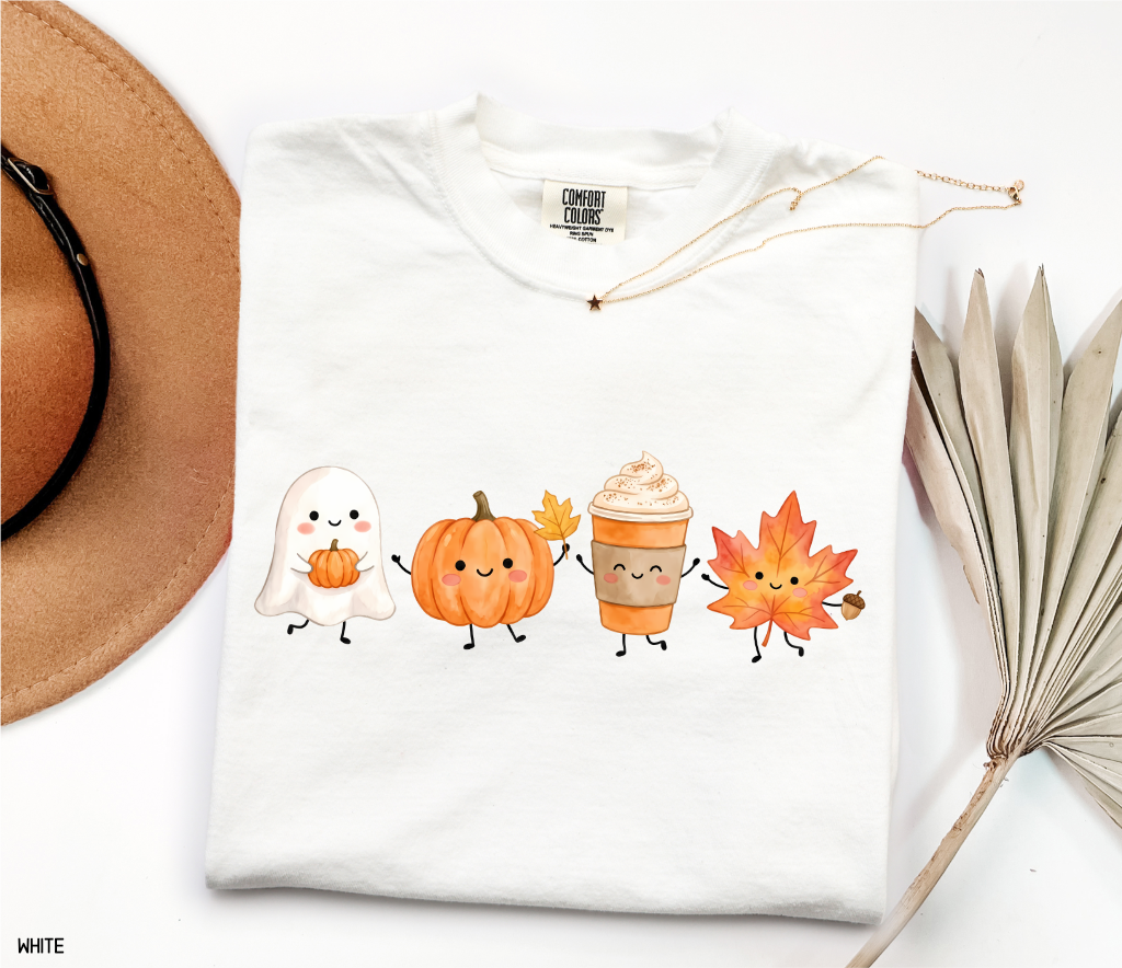 Cute Fall Ghost Adult Comfort Colors T-Shirt