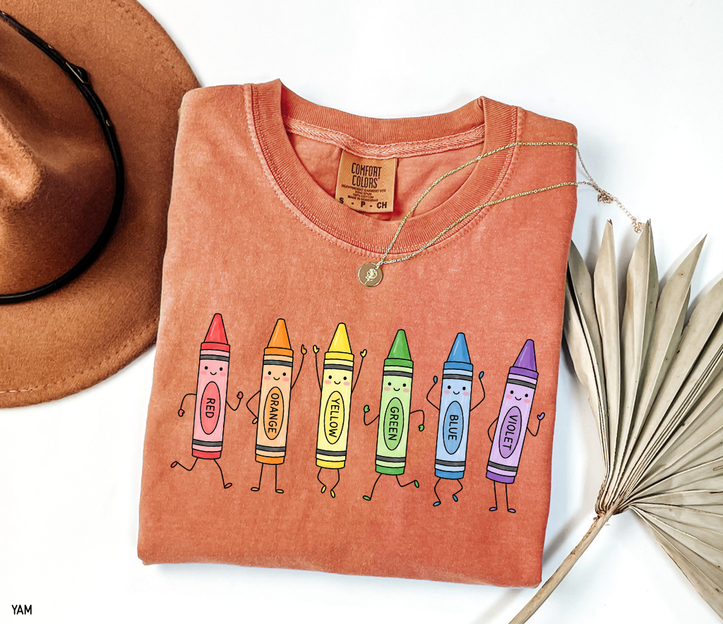 Crayon Teacher Adult Comfort Colors T-Shirt