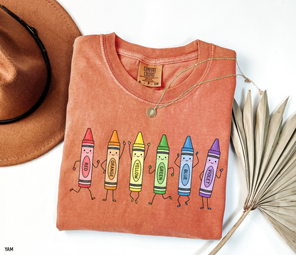 Crayon Teacher Adult Comfort Colors T-Shirt