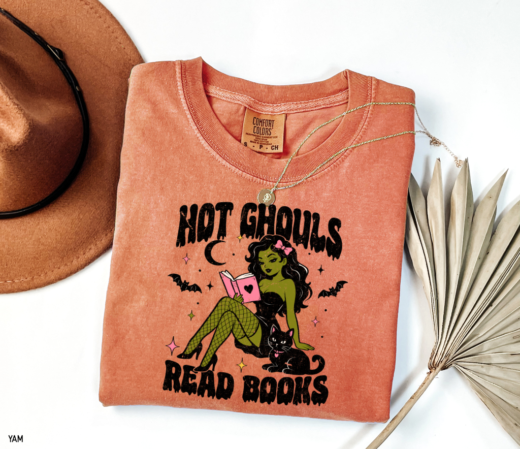 Hot Ghouls Read Books Adult Comfort Colors T-Shirt