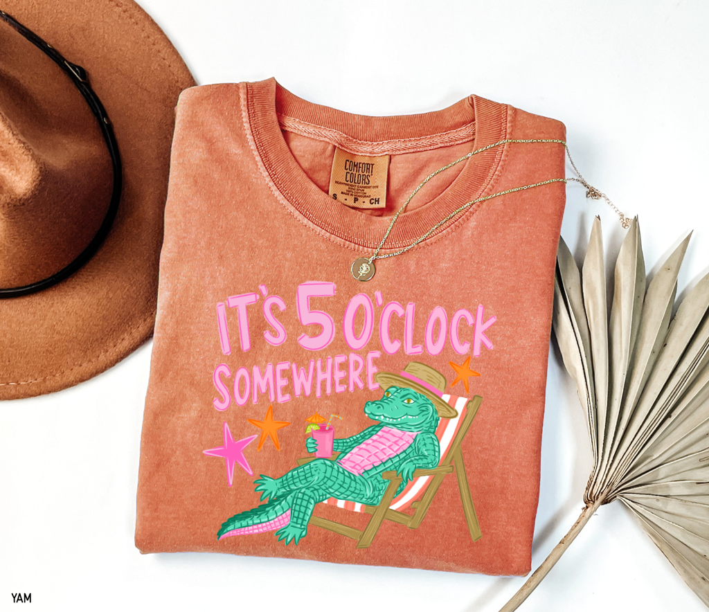 It's 5 O'Clock Somewhere Adult Comfort Colors T-Shirt