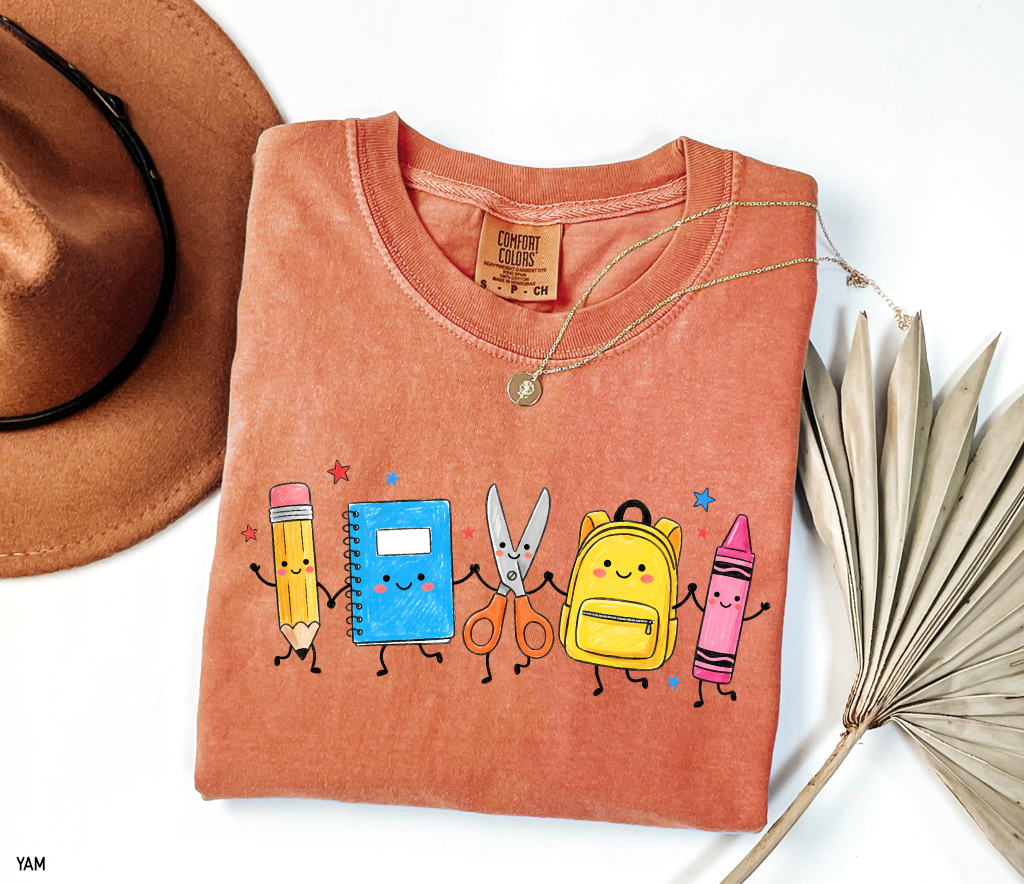 Cute Teacher Supplies Adult Comfort Colors T-Shirt
