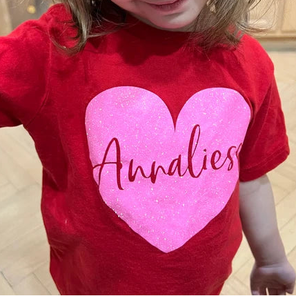 Personalized Glitter Heart Kids T-shirt