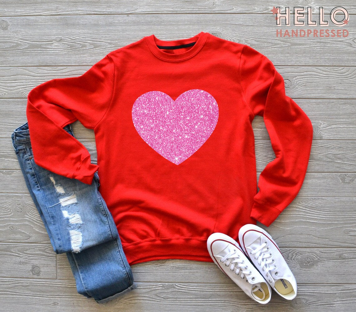 Glitter Heart Adult Sweatshirt