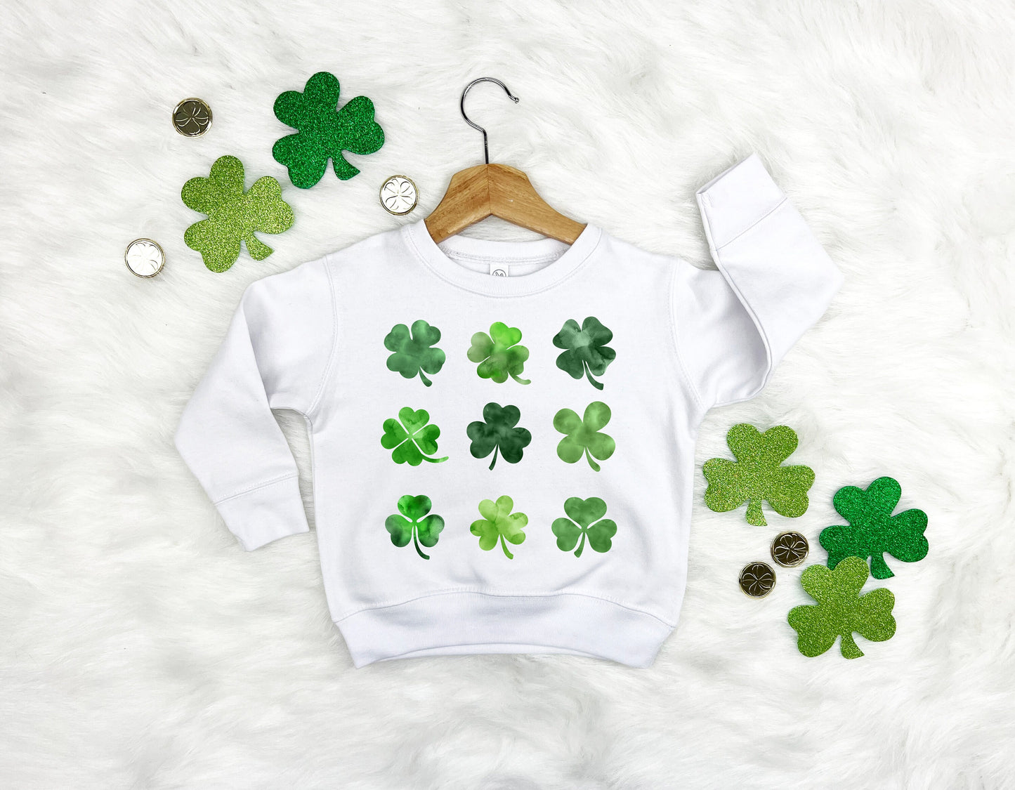 Watercolor Shamrock Kids Sweatshirt