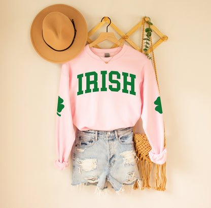 Irish Shamrock Elbow Patch Adult Sweatshirt