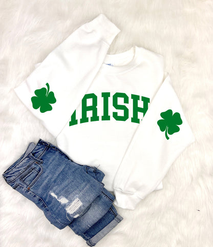 Irish Shamrock Elbow Patch Adult Sweatshirt