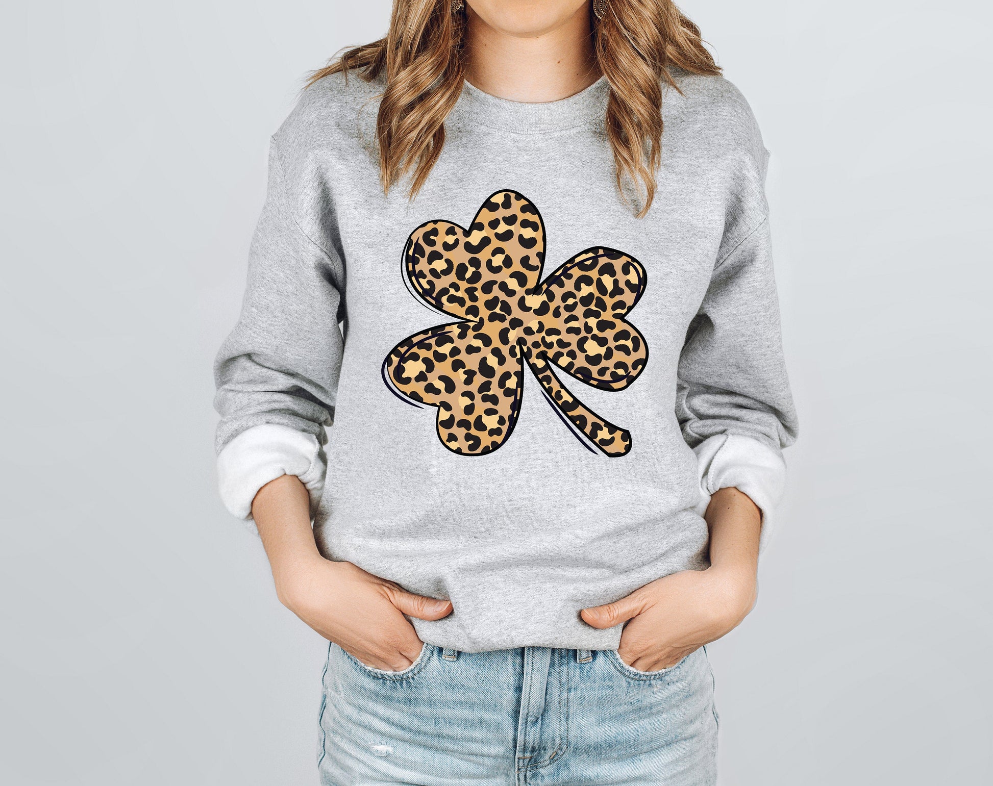 Leopard Print Shamrock Adult Sweatshirt