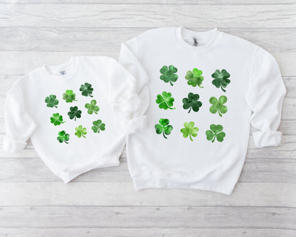 Watercolor Shamrock Kids Sweatshirt