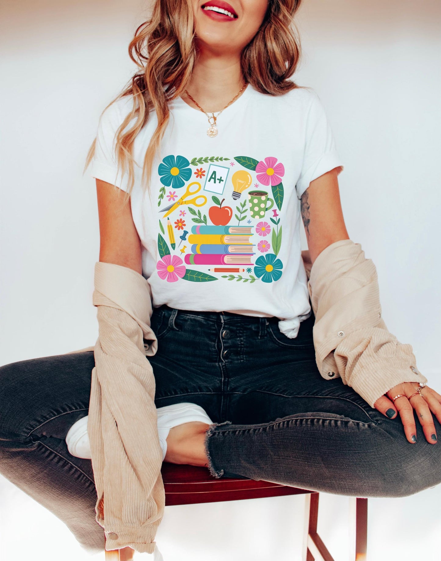 Floral School Adult T-shirt