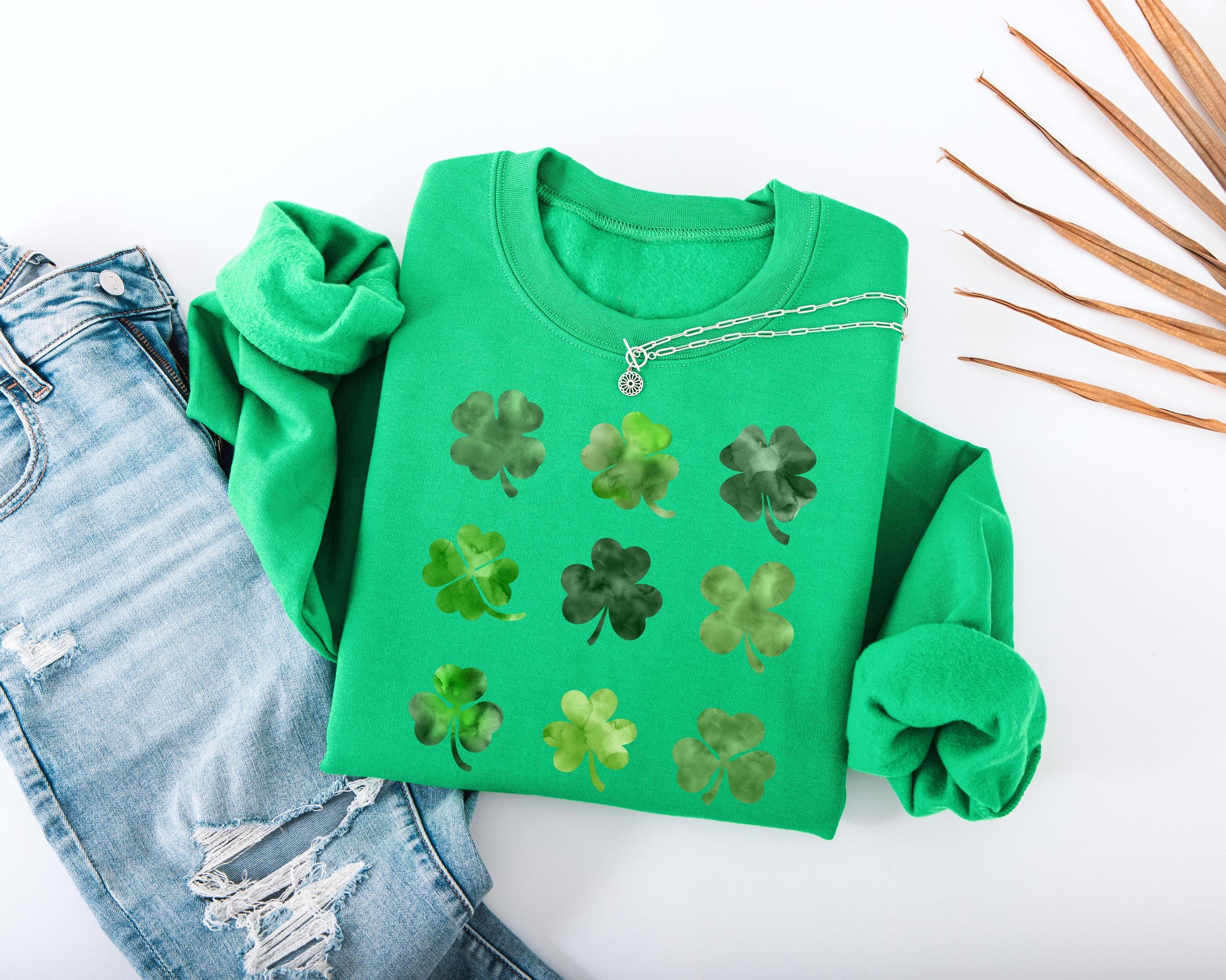 Watercolor Shamrock Kids Sweatshirt
