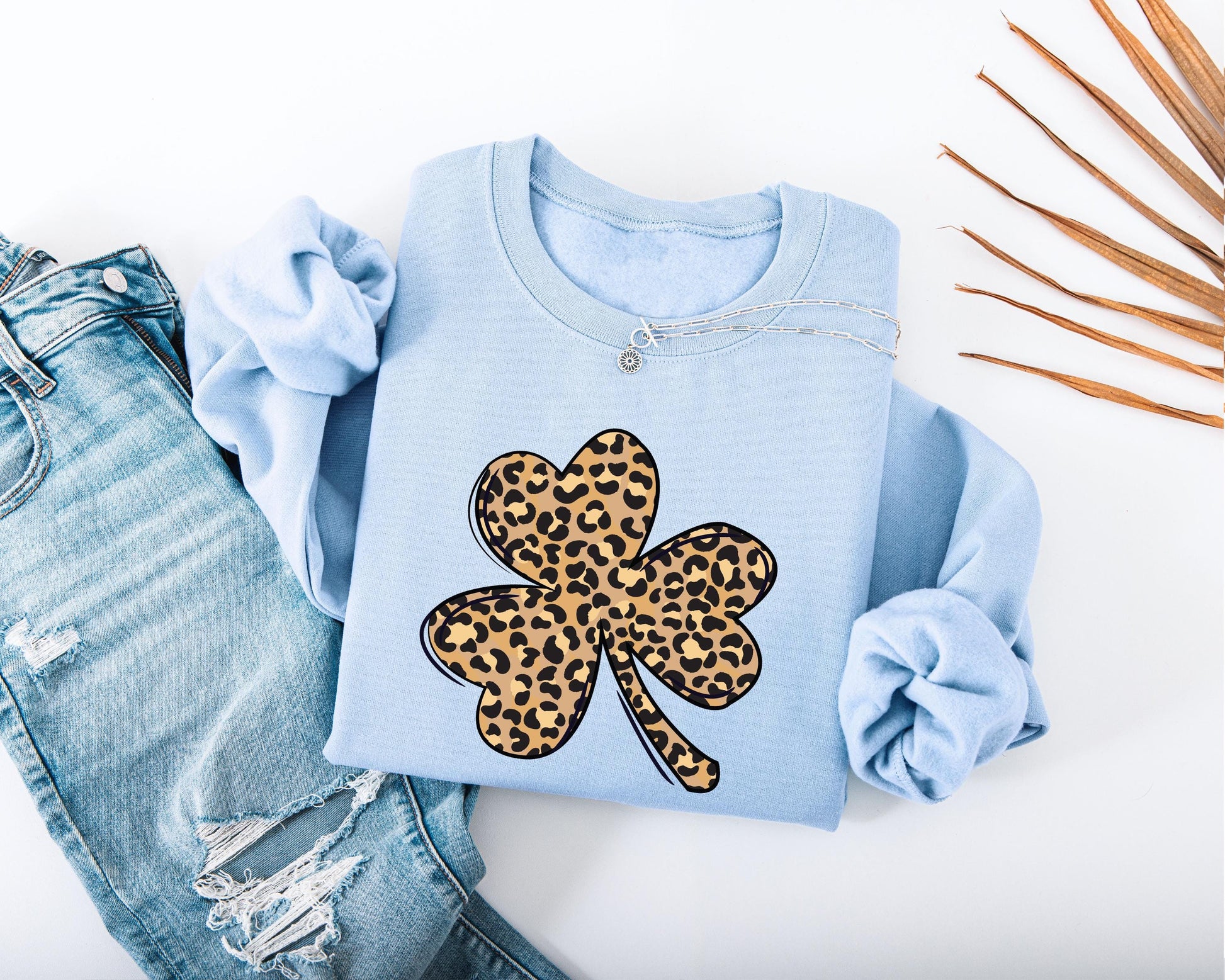 Leopard Print Shamrock Adult Sweatshirt