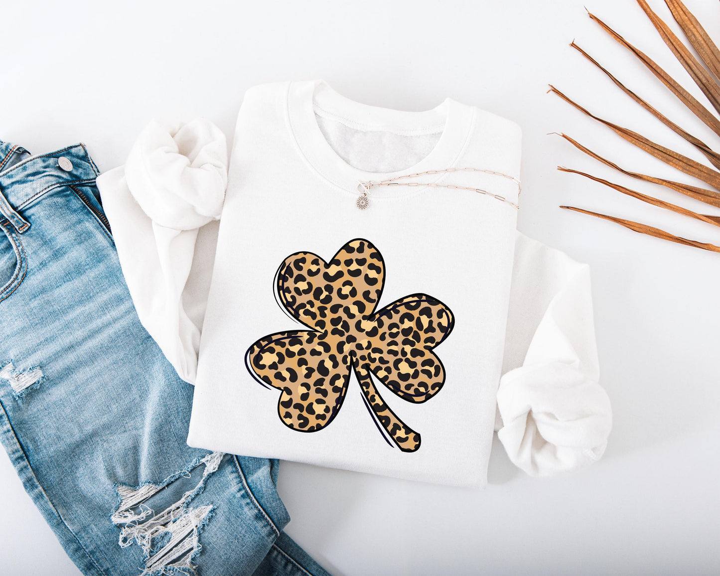 Leopard Print Shamrock Adult Sweatshirt
