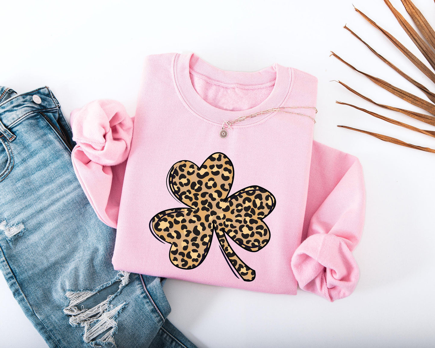 Leopard Print Shamrock Adult Sweatshirt