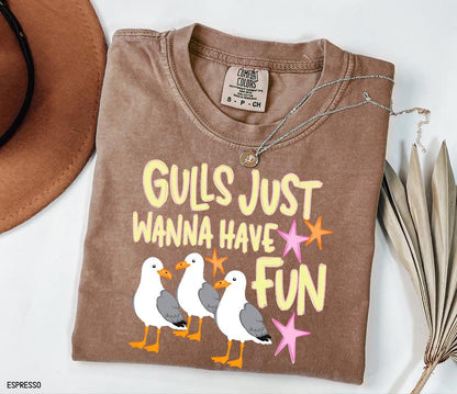 Gulls Just Wanna Have Fun Adult Comfort Colors T-Shirt