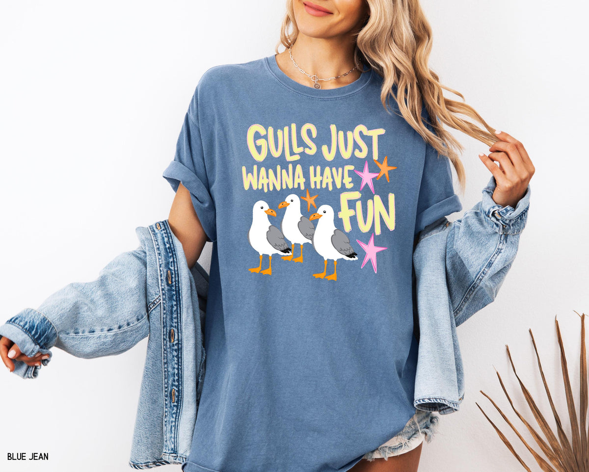 Gulls Just Wanna Have Fun Adult Comfort Colors T-Shirt