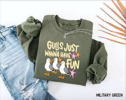 Gulls Just Wanna Have Fun Adult Sweatshirt