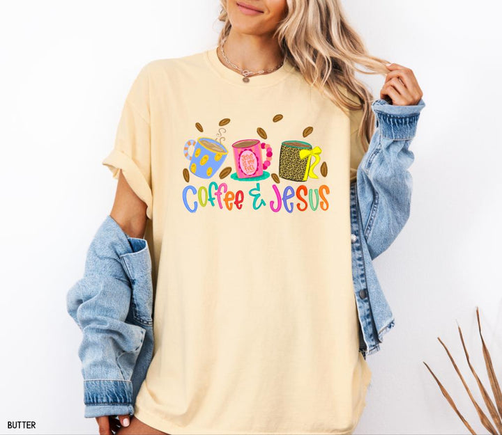 Coffee and Jesus Adult Comfort Colors T-Shirt