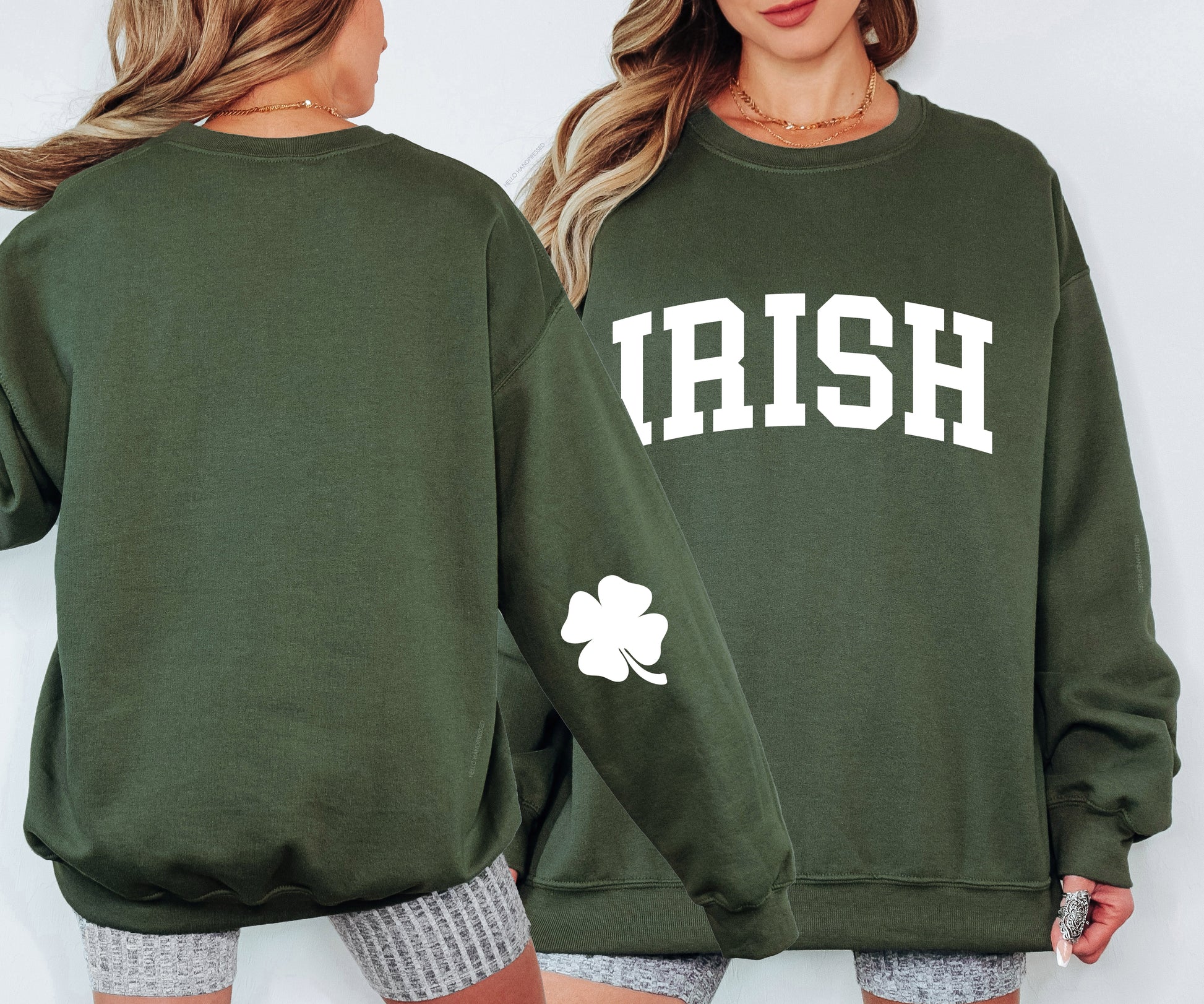 Irish Shamrock Elbow Patch Adult Sweatshirt