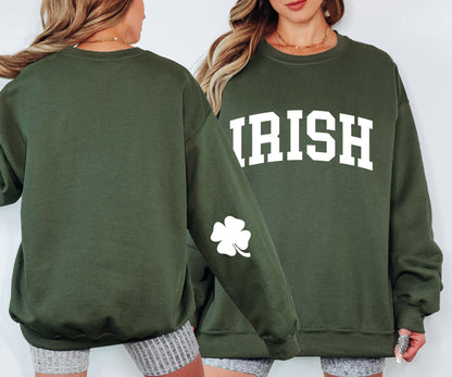 Irish Shamrock Elbow Patch Adult Sweatshirt