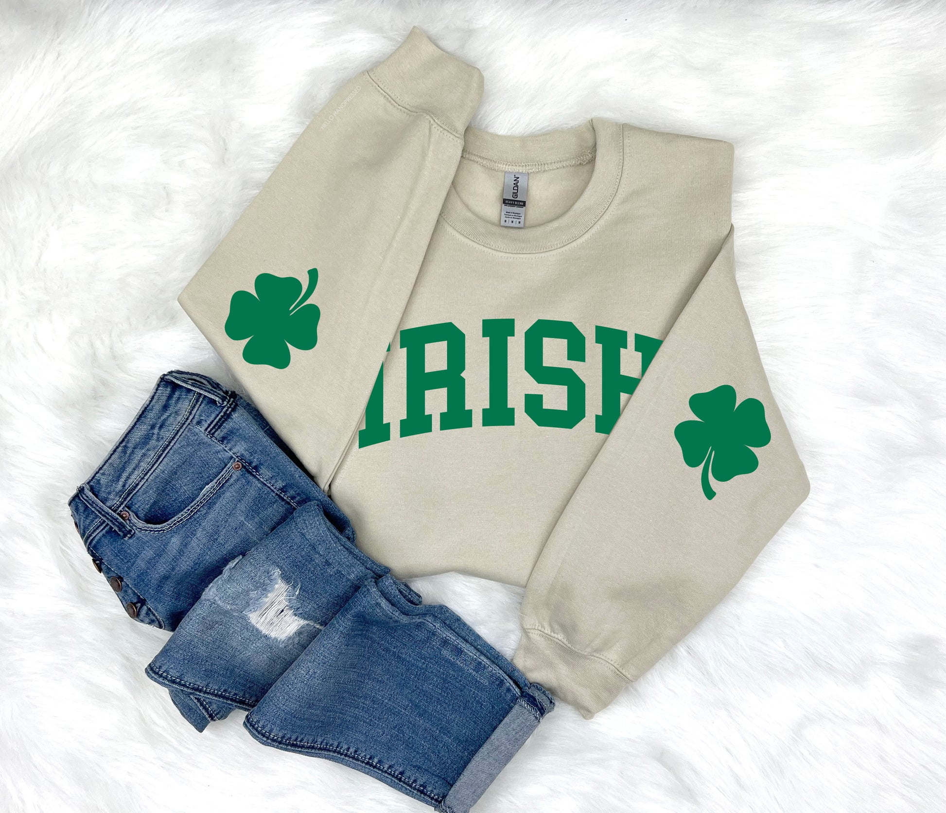 Irish Shamrock Elbow Patch Adult Sweatshirt