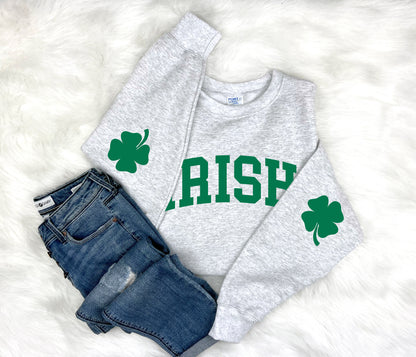Irish Shamrock Elbow Patch Adult Sweatshirt