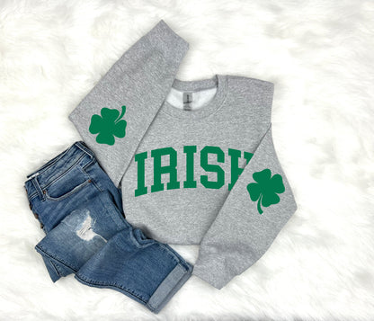 Irish Shamrock Elbow Patch Adult Sweatshirt