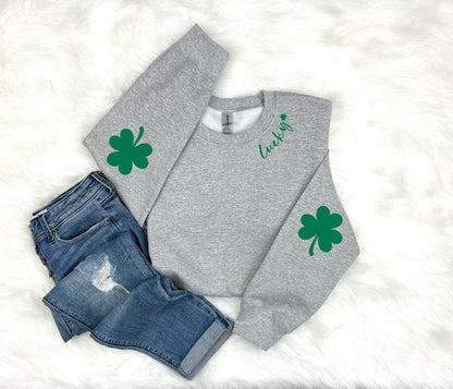 Lucky Shamrock Elbow Patch Adult Sweatshirt