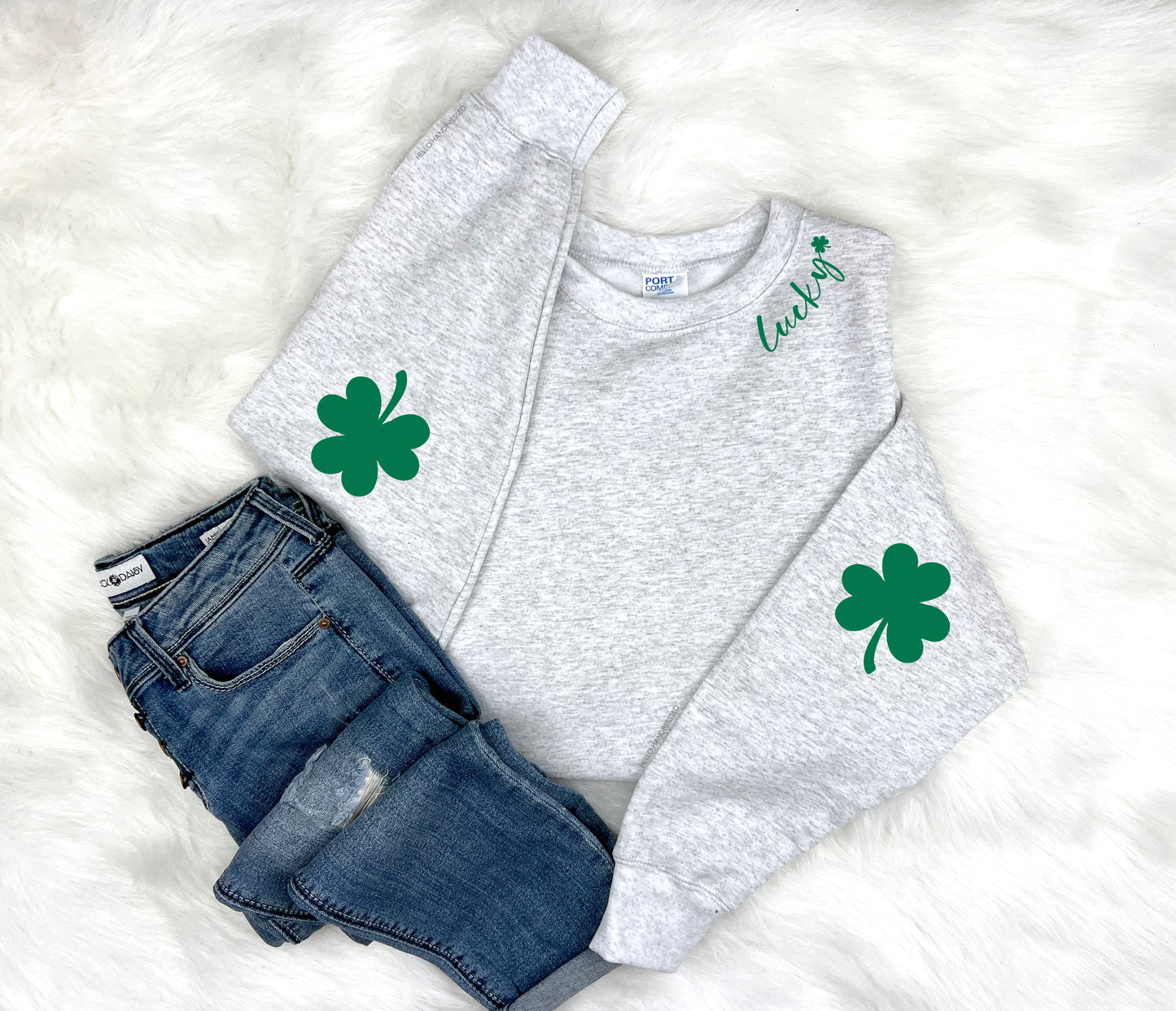 Lucky Shamrock Elbow Patch Adult Sweatshirt