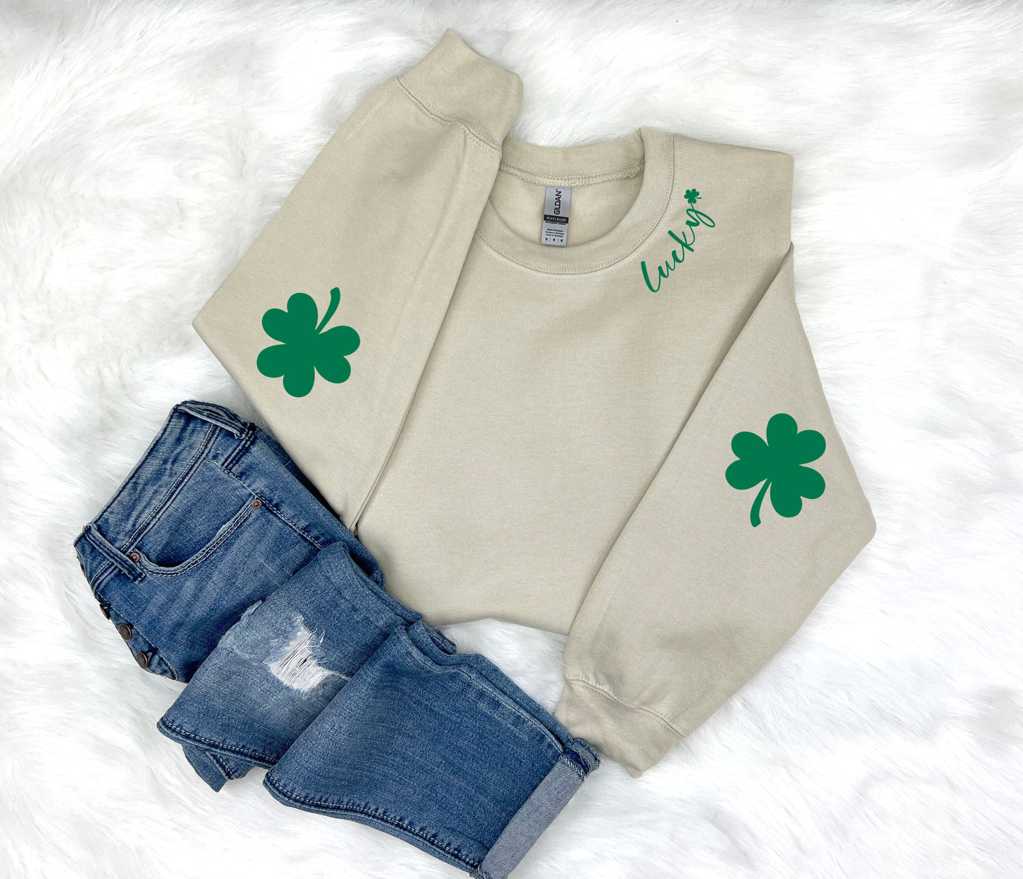 Lucky Shamrock Elbow Patch Adult Sweatshirt