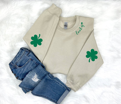 Lucky Shamrock Elbow Patch Adult Sweatshirt