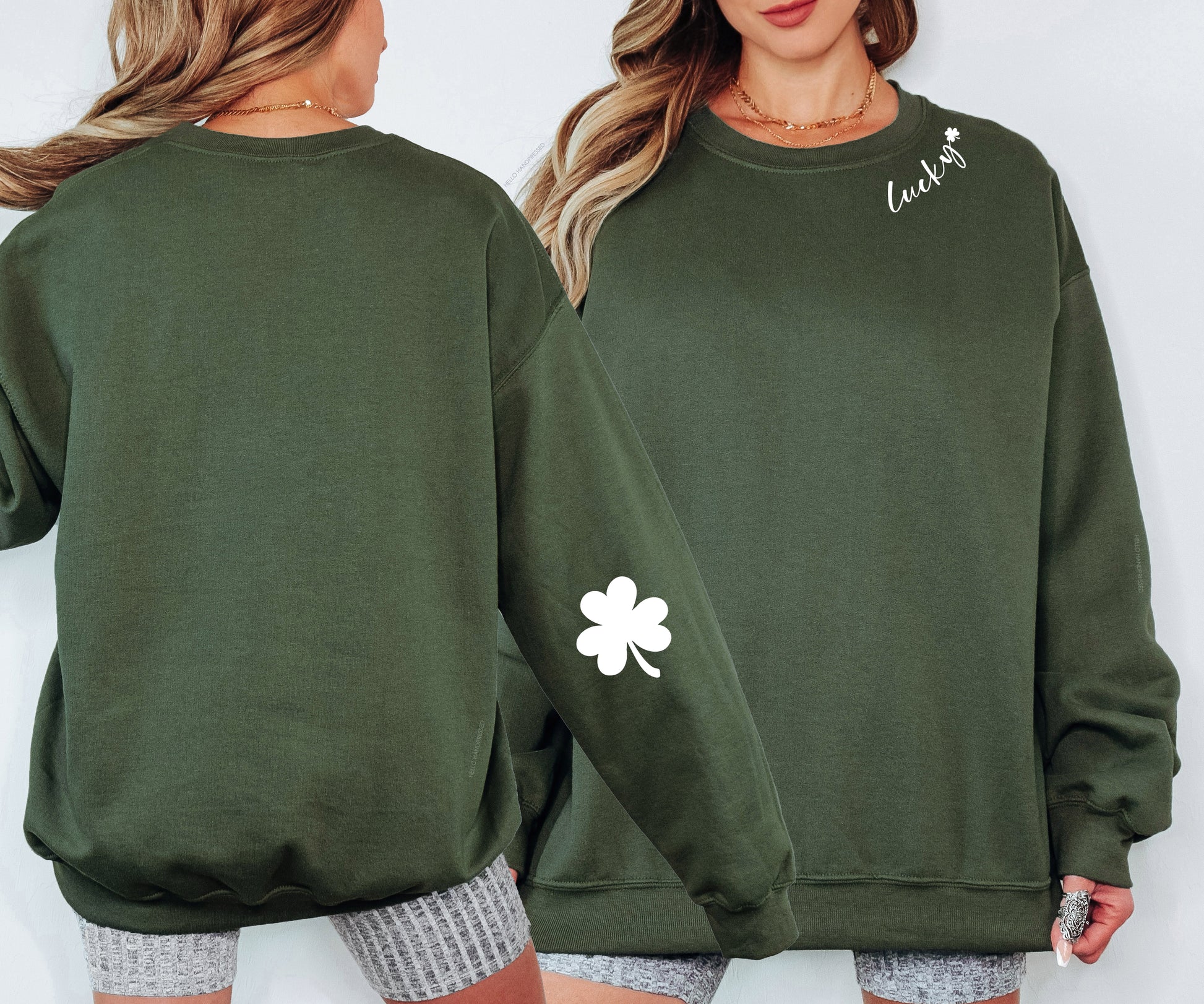Lucky Shamrock Elbow Patch Adult Sweatshirt
