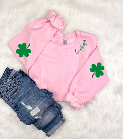 Lucky Shamrock Elbow Patch Adult Sweatshirt