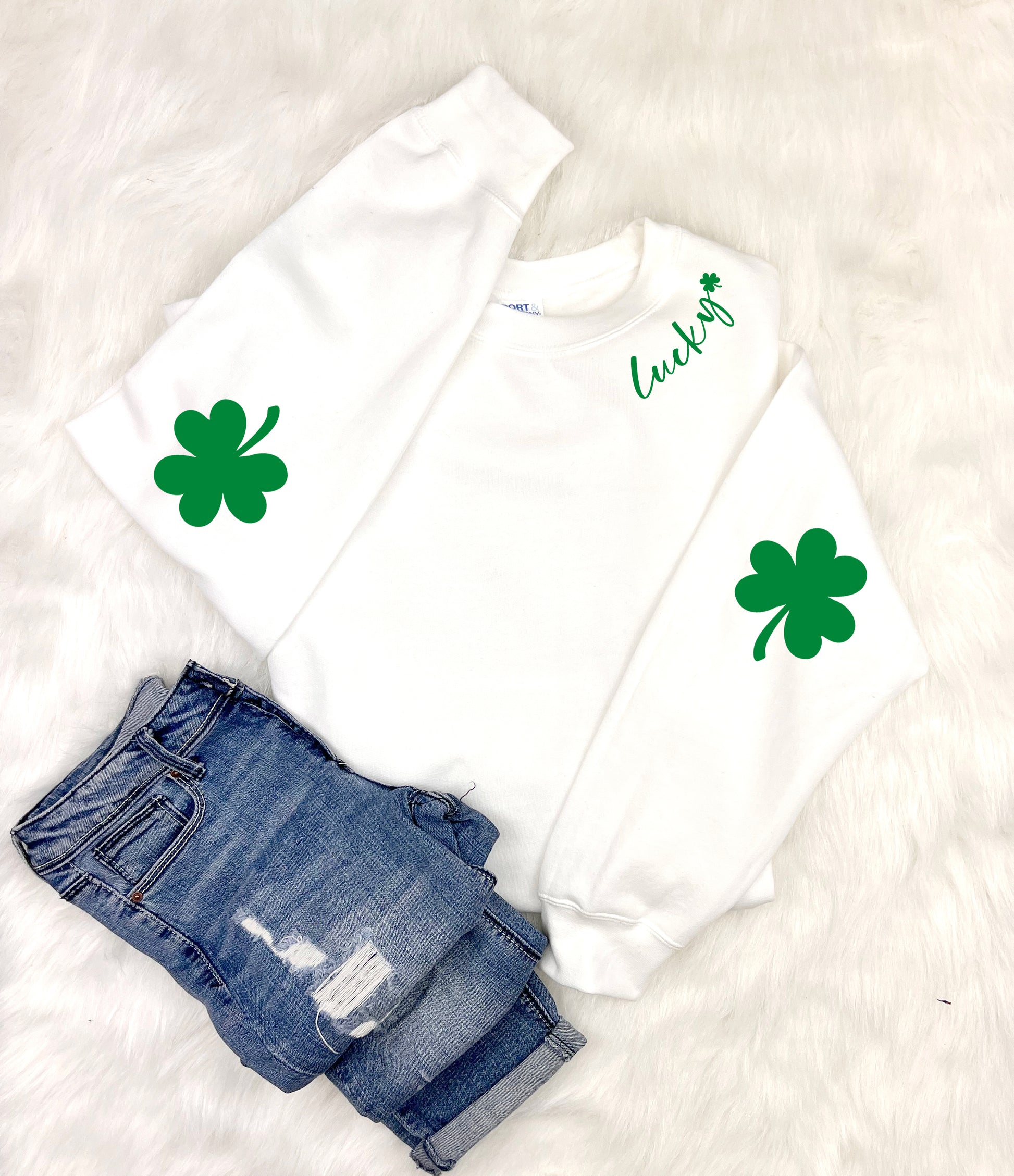 Lucky Shamrock Elbow Patch Adult Sweatshirt