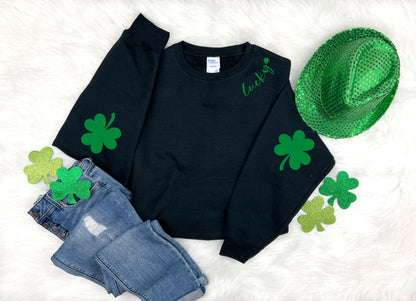 Lucky Shamrock Elbow Patch Adult Sweatshirt