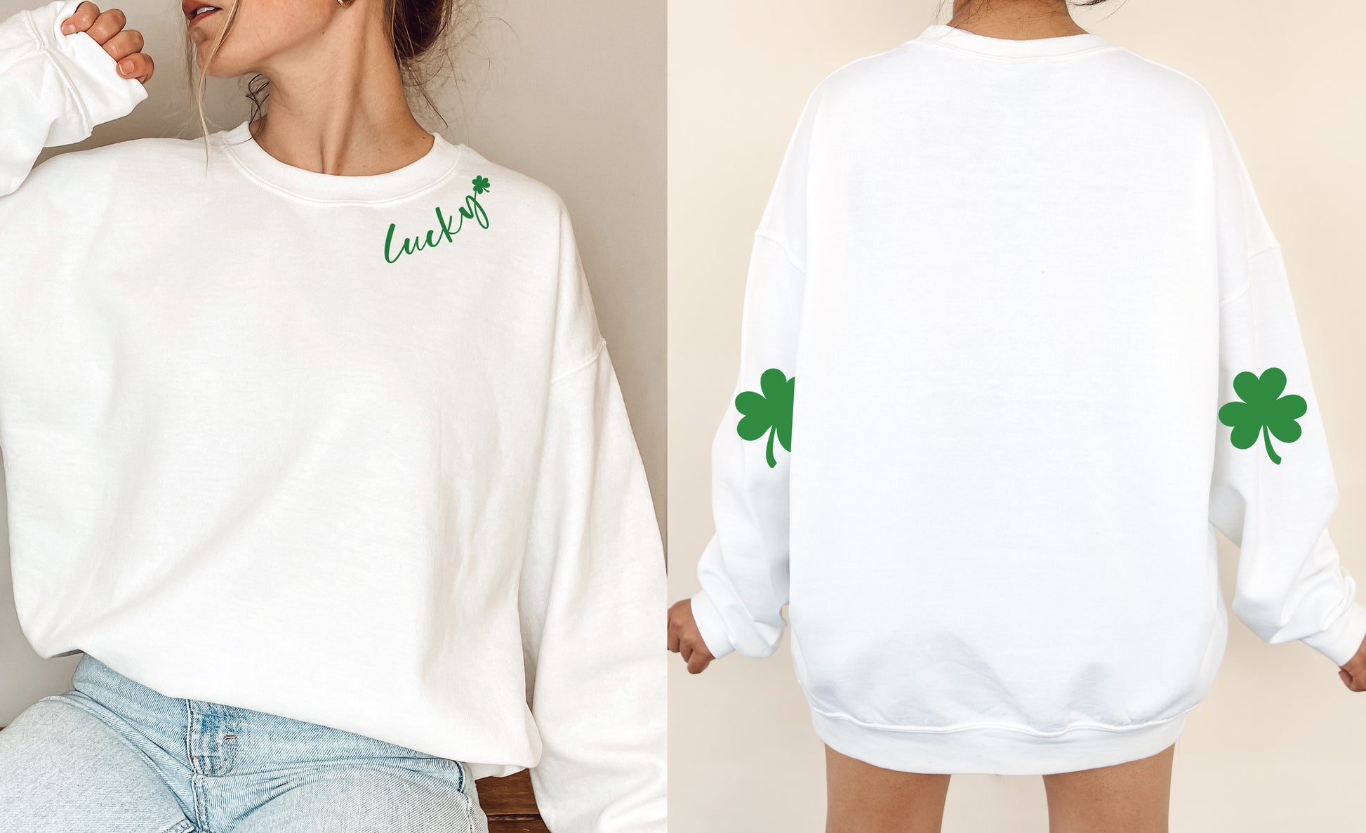 Lucky Shamrock Elbow Patch Adult Sweatshirt